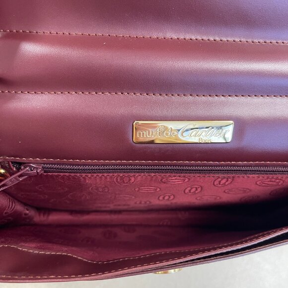 Cartier Must de Cartier Burgundy Leather Clutch w/ Retractable Strap  - Preowned - Picture 14 of 14